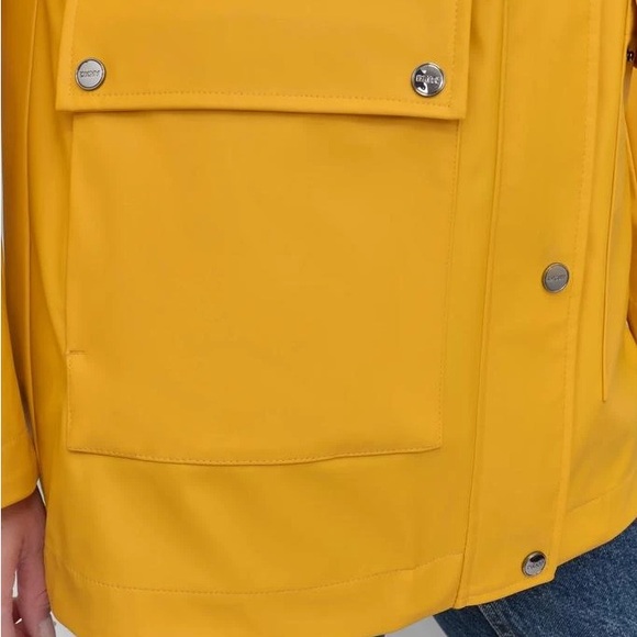 DKNY Yellow Nautical Waterproof Hooded Rain Jacket Coat - DL5MPW27 - Small - Picture 6 of 13